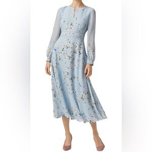 Hobbs Skye Floral Silk Midi Dress - Size 8